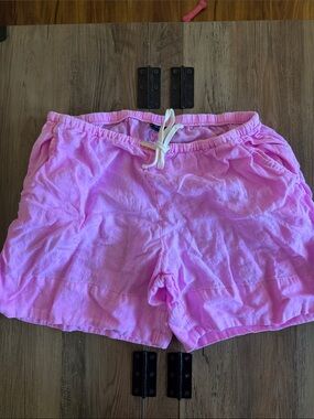 GAP Pink Drawstring Athletic Linen-Blend Shorts